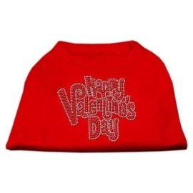 Mirage Pet Products Happy Valentines Day Rhinestone Dog Shirt, Large, Red