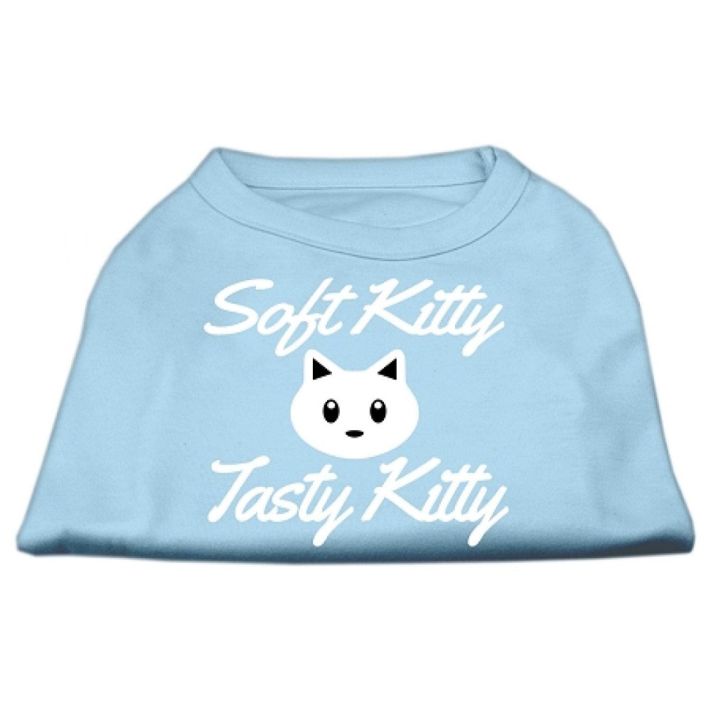 Mirage Pet Products 10-Inch Softy Kitty Tasty Kitty Screen Print Dog Shirt Small Baby Blue