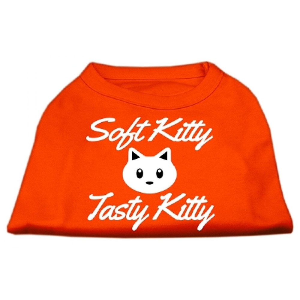 Mirage Pet Products 14-Inch Softy Kitty Tasty Kitty Screen Print Dog Shirt Large Orange