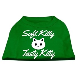 Mirage Pet Products 8-Inch Softy Kitty Tasty Kitty Screen Print Dog Shirt X-Small Emerald green