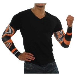 Littlearth unisex-adult NFL Cincinnati Bengals Strong Arms Tattoo Sleeves, Team Color, 17