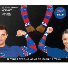 Littlearth NFL Buffalo Bills Game Day Strong Arms Tattoo Sleeves, One Size, Team Color (300612-BILL)