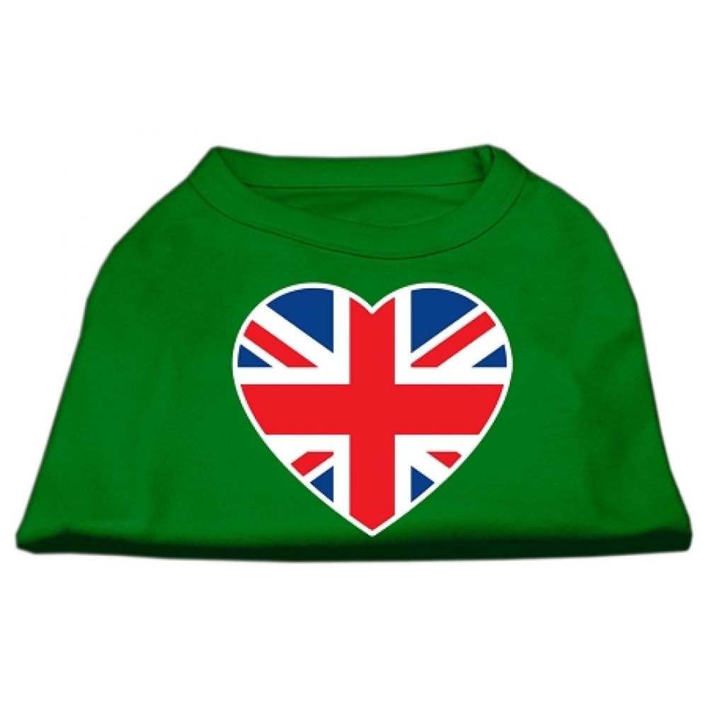 Mirage Pet Products British Flag Heart Screen Print Shirt Small green