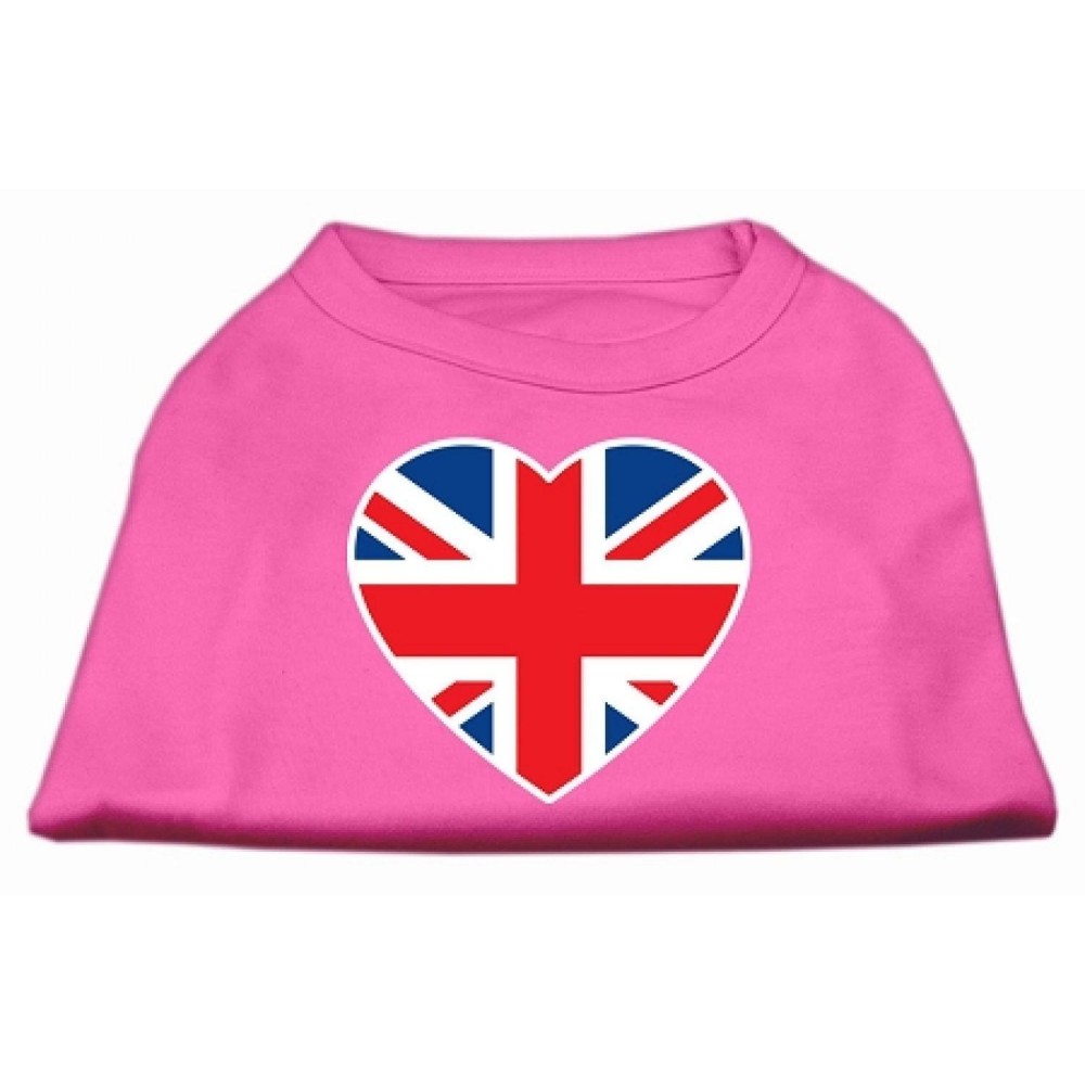 Mirage Pet Products British Flag Heart Screen Print Shirt 3X-Large Bright Pink