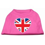 Mirage Pet Products British Flag Heart Screen Print Shirt 3X-Large Bright Pink