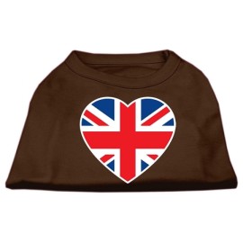 Mirage Pet Products British Flag Heart Screen Print Shirt XX-Large Brown