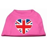 Mirage Pet Products British Flag Heart Screen Print Shirt Large Bright Pink