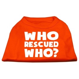 Mirage Pet Products Who Rescued Who Screen Print Shirt X-Small Orange