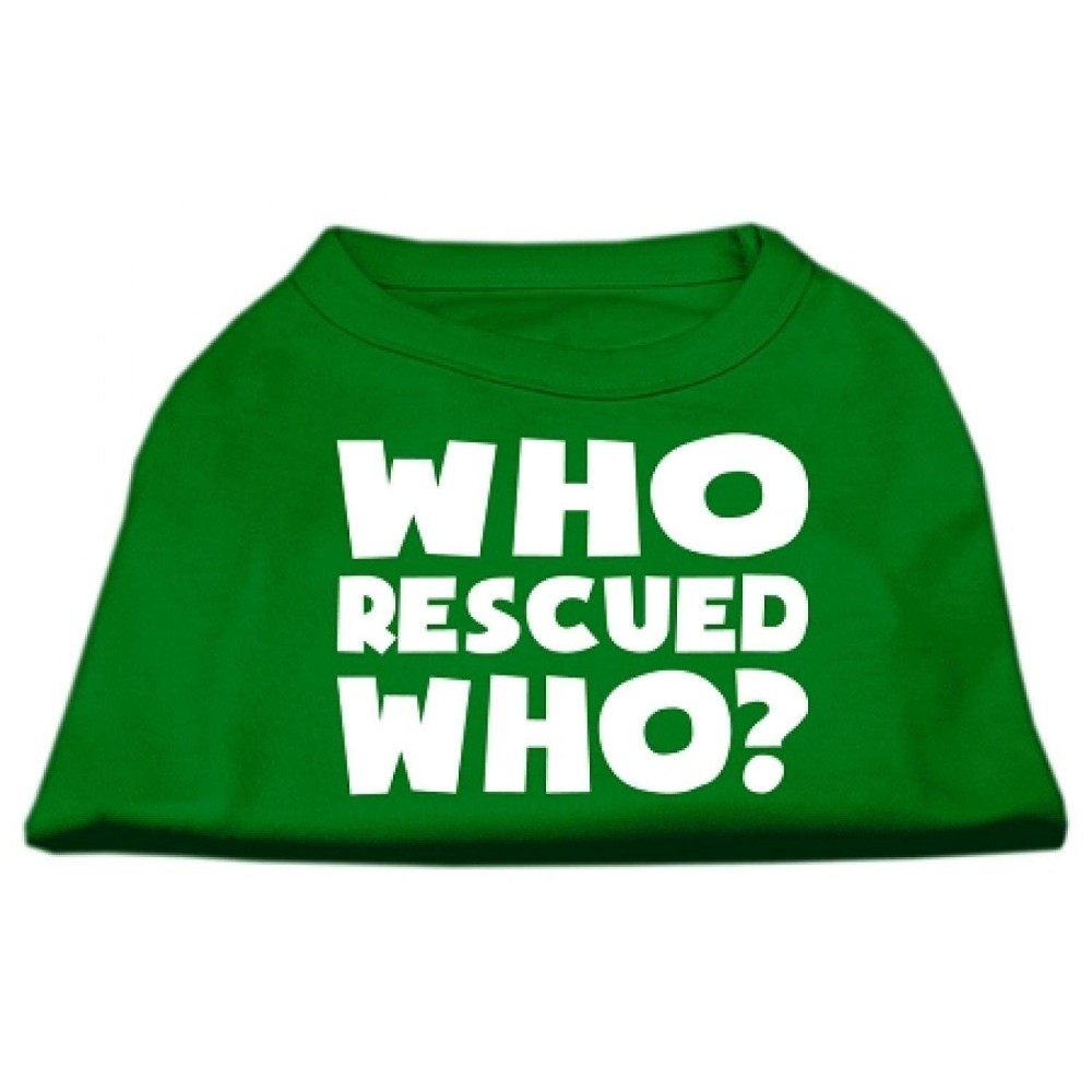 Mirage Pet Products Who Rescued Who Screen Print Shirt 3X-Large green