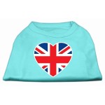 Mirage Pet Products British Flag Heart Screen Print Shirt XX-Large Aqua