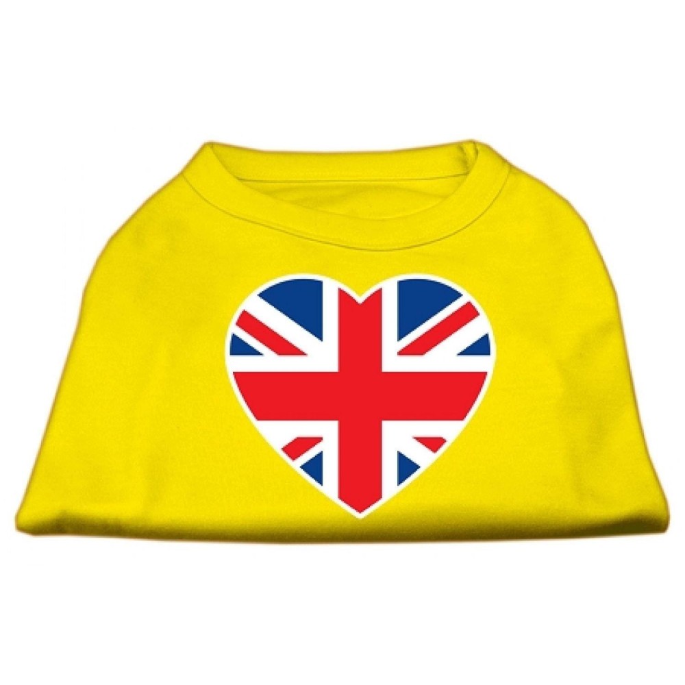 Mirage Pet Products British Flag Heart Screen Print Shirt Large Yellow