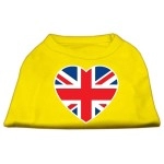 Mirage Pet Products British Flag Heart Screen Print Shirt Large Yellow