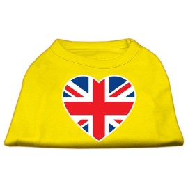 Mirage Pet Products British Flag Heart Screen Print Shirt Large Yellow