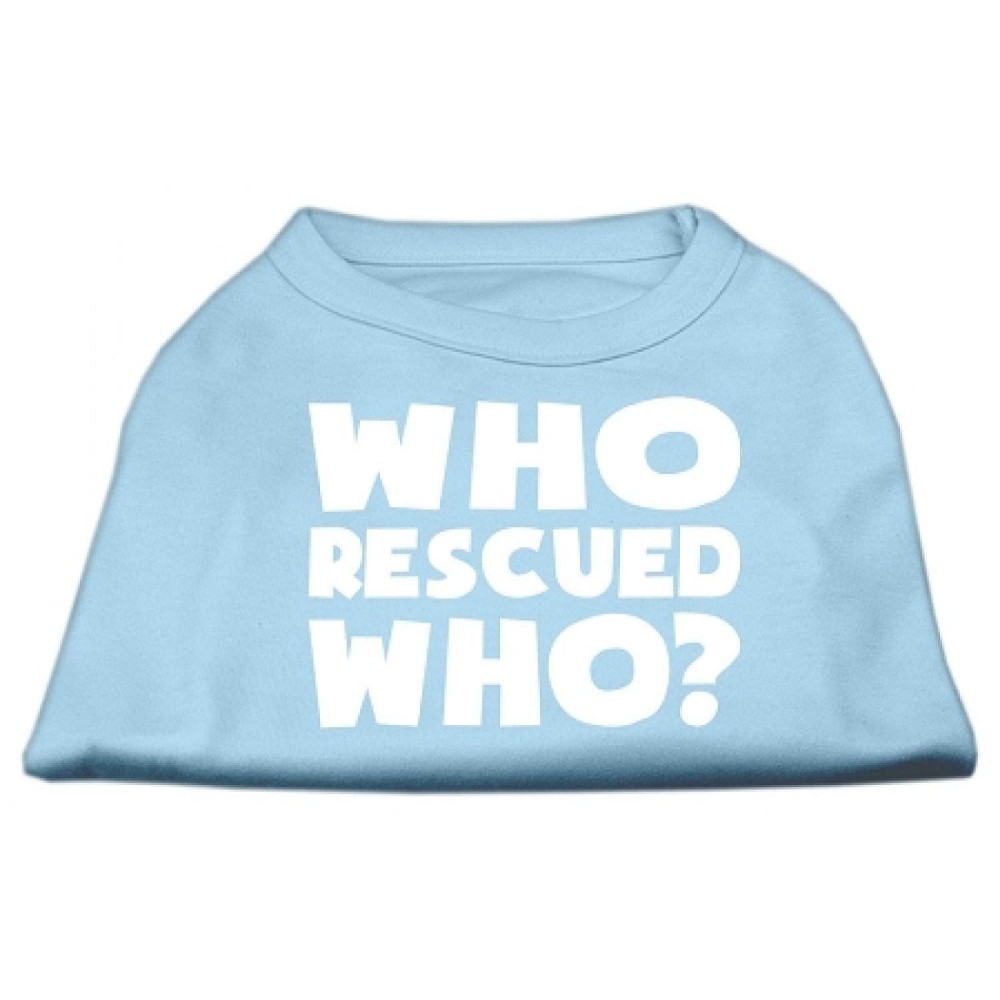 Mirage Pet Products Who Rescued Who Screen Print Shirt 3X-Large Baby Blue