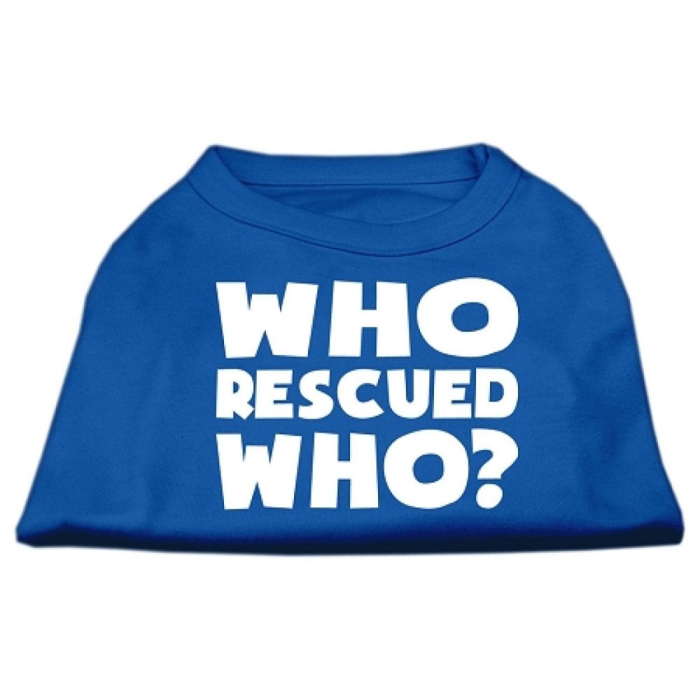 Mirage Pet Products Who Rescued Who Screen Print Shirt Small Blue