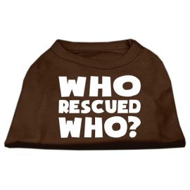 Mirage Pet Products Who Rescued Who Screen Print Shirt Small Brown