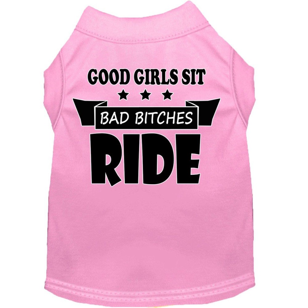 Mirage Pet Product Bitches Ride Screen Print Dog Shirt Light Pink XS (8)