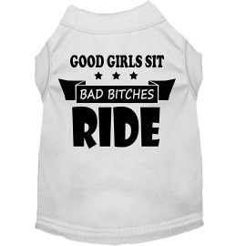 Mirage Pet Products Bitches Ride Screen Print Dog Shirt White XS (8)