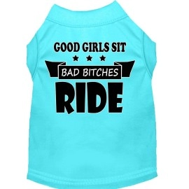 Mirage Pet Product Bitches Ride Screen Print Dog Shirt Aqua (14)