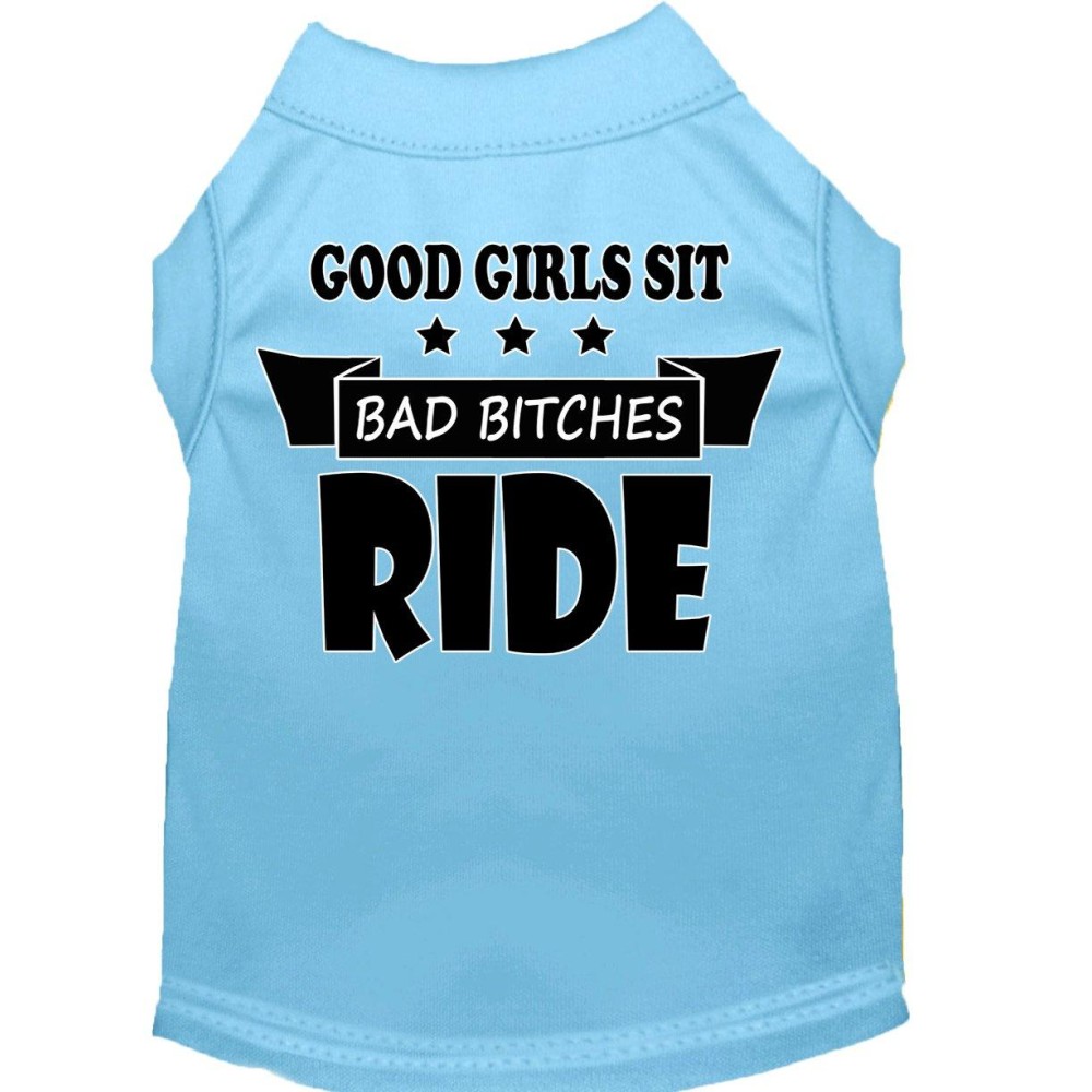 Mirage Pet Product Bitches Ride Screen Print Dog Shirt Baby Blue (14)