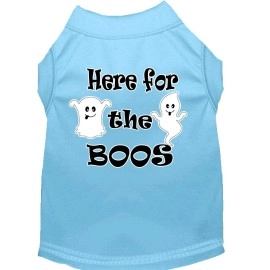 Here for The Boos Screen Print Dog Shirt Baby Blue XXL 18