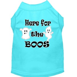 Here for The Boos Screen Print Dog Shirt Aqua XXL 18