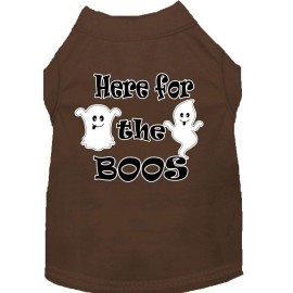 Here for The Boos Screen Print Dog Shirt Brown XXL 18