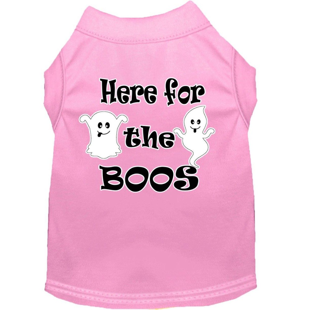 Here for The Boos Screen Print Dog Shirt Light Pink XXXL 20