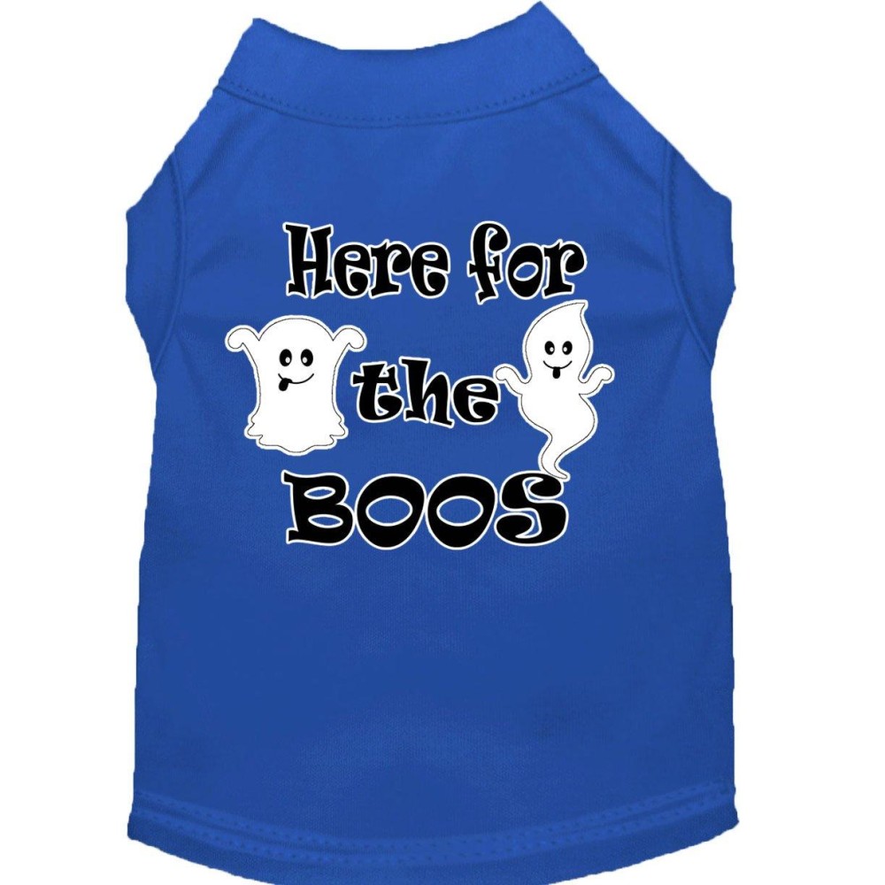 Here for The Boos Screen Print Dog Shirt Blue XXL 18