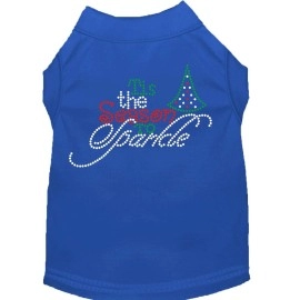 Tis The Season to Sparkle Rhinestone Dog Shirt Blue Med 12