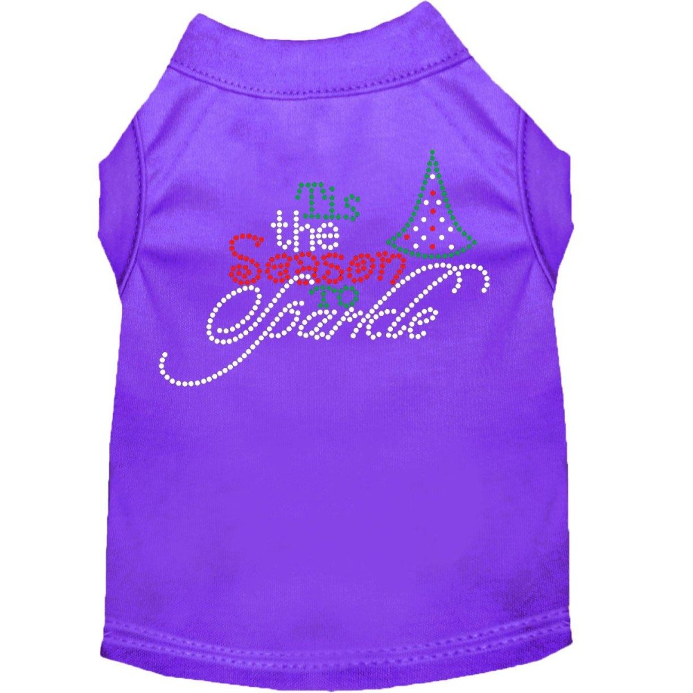 Tis The Season to Sparkle Rhinestone Dog Shirt Purple Sm 10