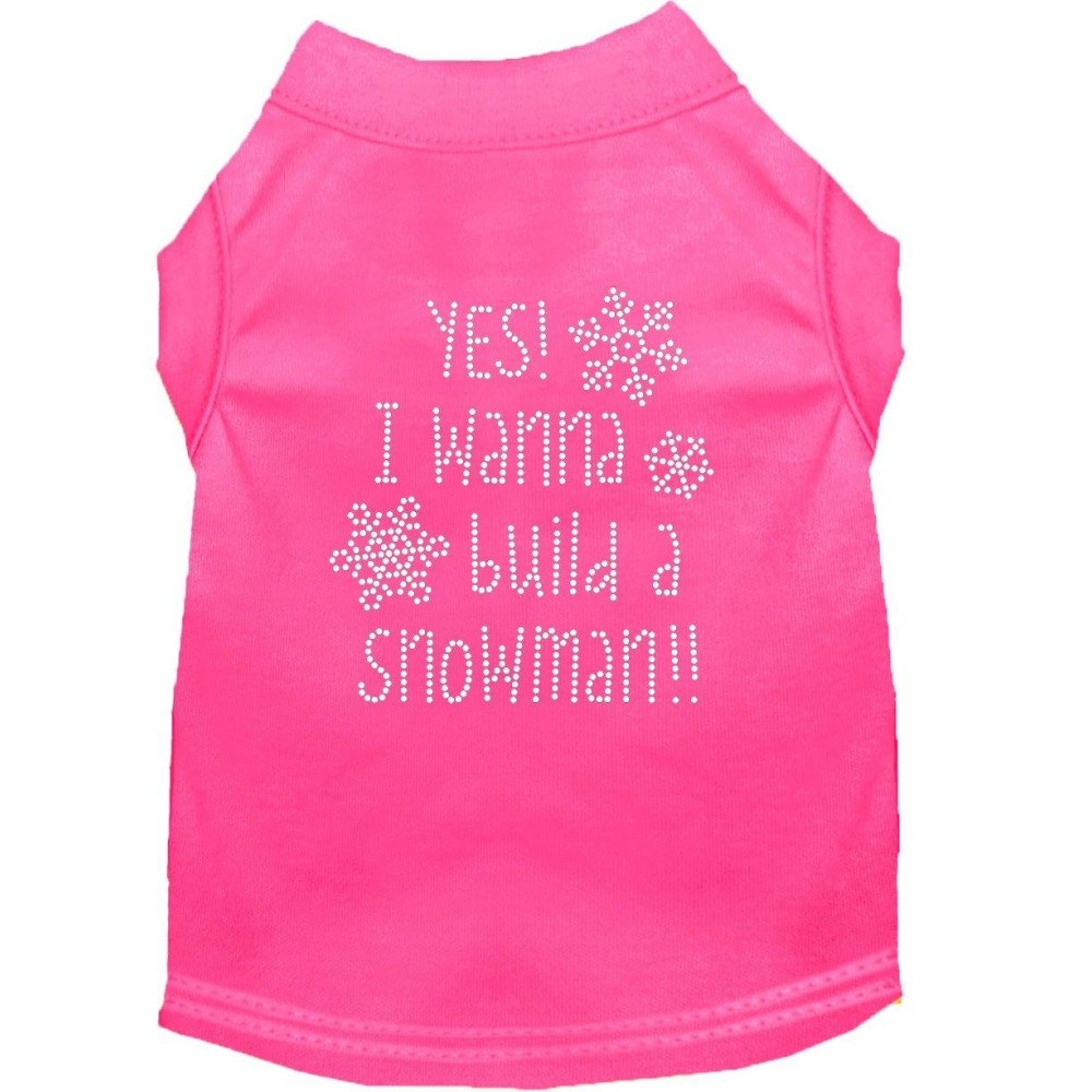 Yes I Want to Build A Snowman Rhinestone Dog Shirt Bright Pink XXL 18