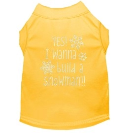 Yes I Want to Build A Snowman Rhinestone Dog Shirt Yellow 14