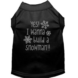 Yes I Want to Build A Snowman Rhinestone Dog Shirt Black 14