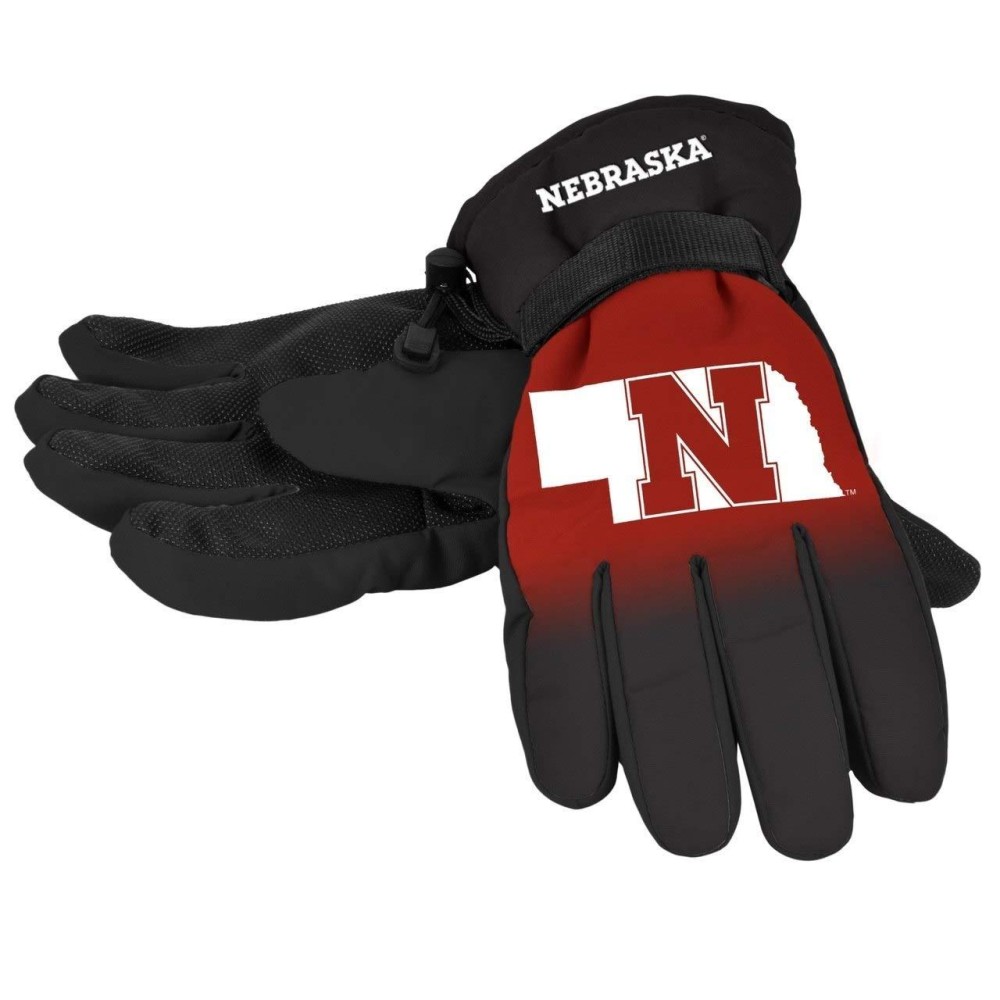 Forever Collectibles NCAA Nebraska Cornhuskers Insulated Gradient Big Logo Gloves, Team Colors, Small/Medium