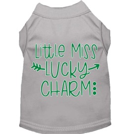 Mirage Pet Products Little Miss Lucky Charm Screen Print Dog Shirt Grey XS (8)