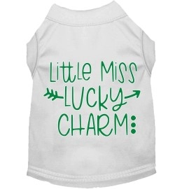 Mirage Pet Products Little Miss Lucky Charm Screen Print Dog Shirt White XS (8)