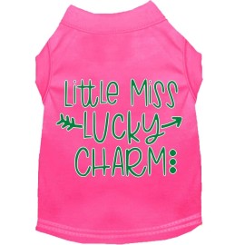 Mirage Pet Products Little Miss Lucky Charm Screen Print Dog Shirt Bright Pink XL (16)
