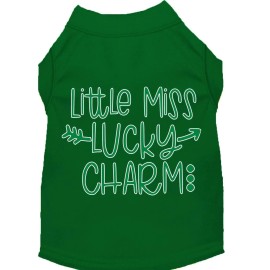 Mirage Pet Products Little Miss Lucky Charm Screen Print Dog Shirt Green XL (16)