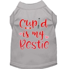 Cupid is My Bestie Screen Print Dog Shirt Grey XS (8)