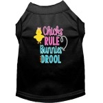 chicks Rule Screen Print Dog Shirt Black Sm (10)