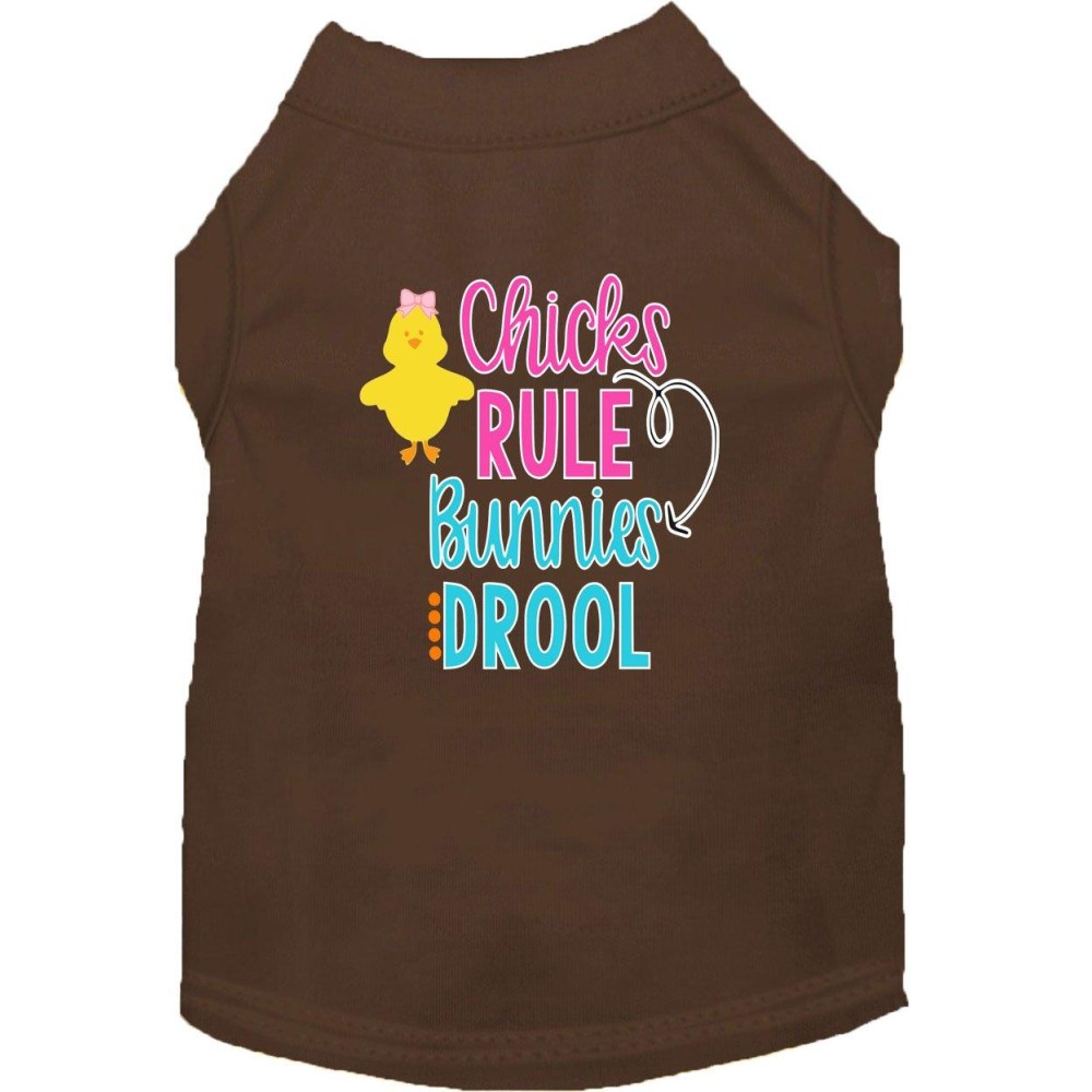 chicks Rule Screen Print Dog Shirt Brown (14)