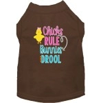 chicks Rule Screen Print Dog Shirt Brown (14)