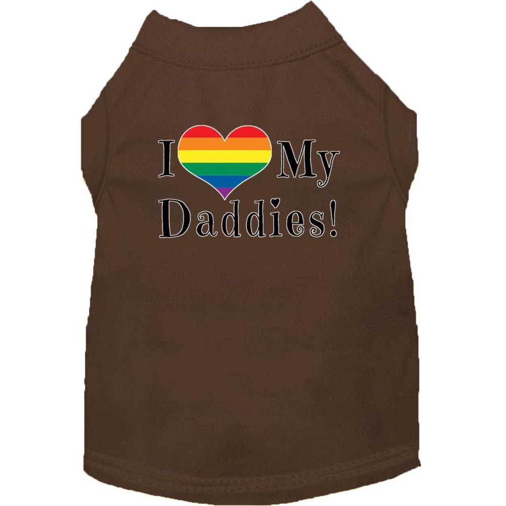 Mirage Pet Products I Heart My Daddies Screen Print Dog Shirt Brown