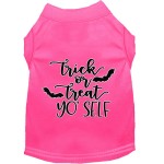 Mirage Pet Products Trick or Treat Yo Self Screen Print Dog Shirt Bright Pink XXXL