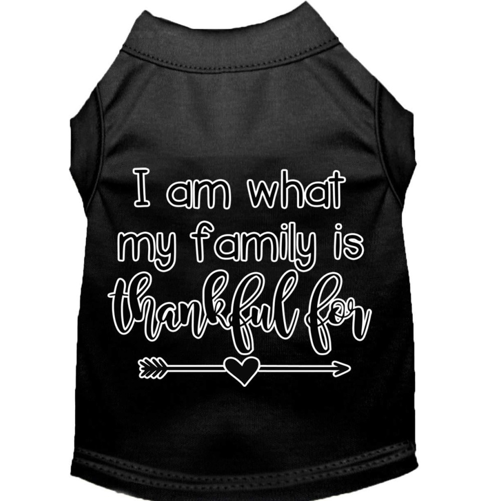 Mirage Pet Products I Am What My Family is Thankful for Screen Print Dog Shirt Black XS