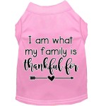 Mirage Pet Products I Am What My Family is Thankful for Screen Print Dog Shirt Light Pink Med