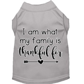 Mirage Pet Products I Am What My Family is Thankful for Screen Print Dog Shirt grey XXXL