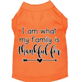 Mirage Pet Products I Am What My Family is Thankful for Screen Print Dog Shirt Orange Med