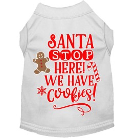 Mirage Pet Products Santa We Have cookies Screen Print Dog Shirt White